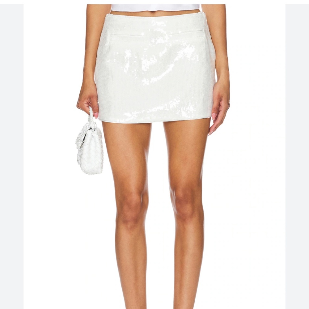 Theory white sequin mini skirt